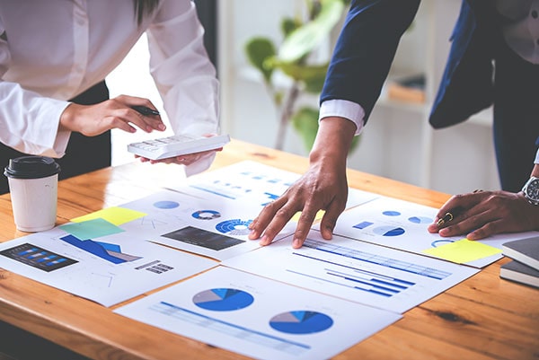 Staff analyzing reports